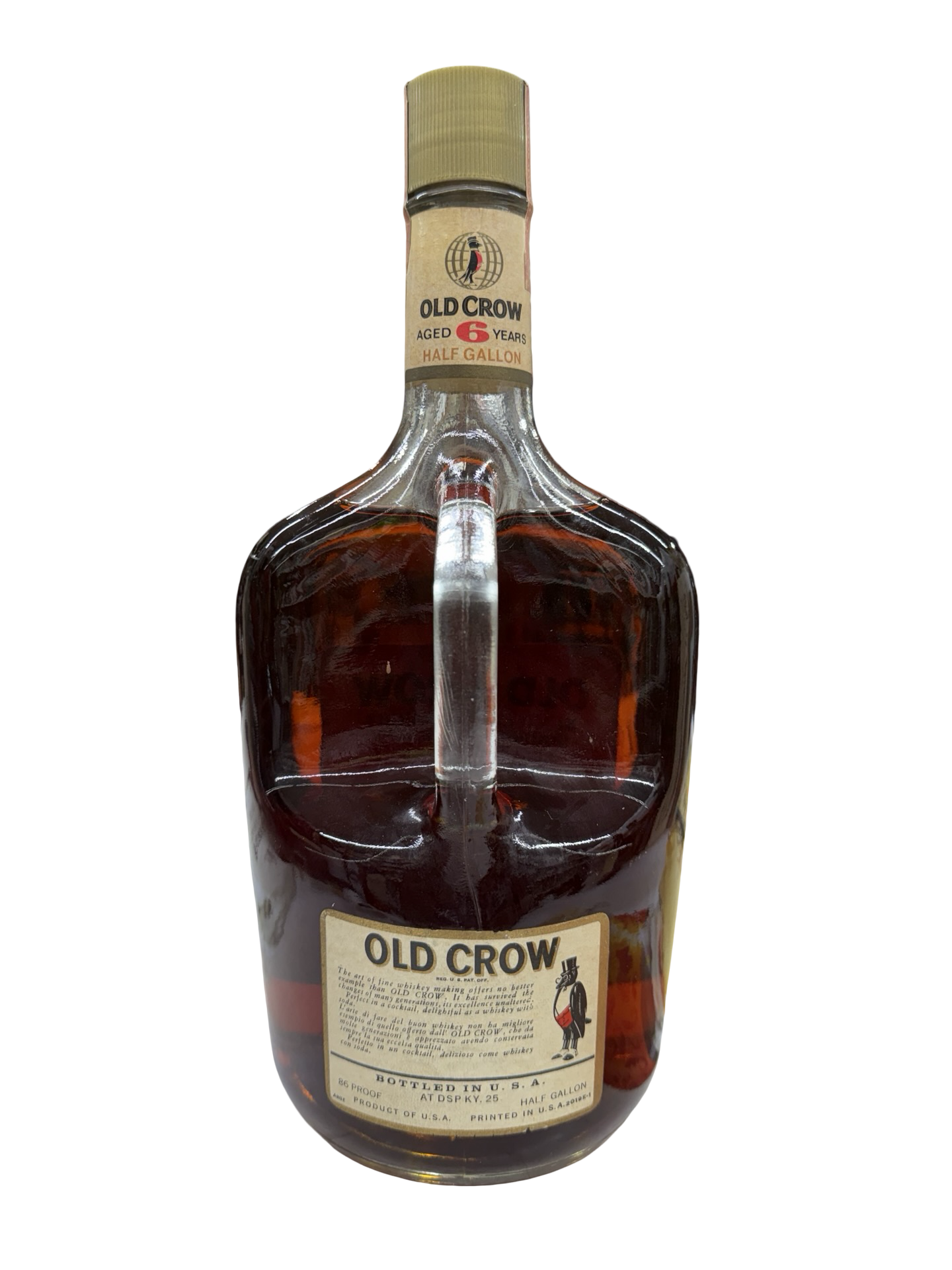 1974 Old Crow Kentucky Straight Bourbon Whiskey Half Gallon – El