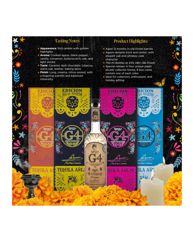 2025 G4 Edicion de Madera Dia de Muertos Anejo Tequila 750ml
