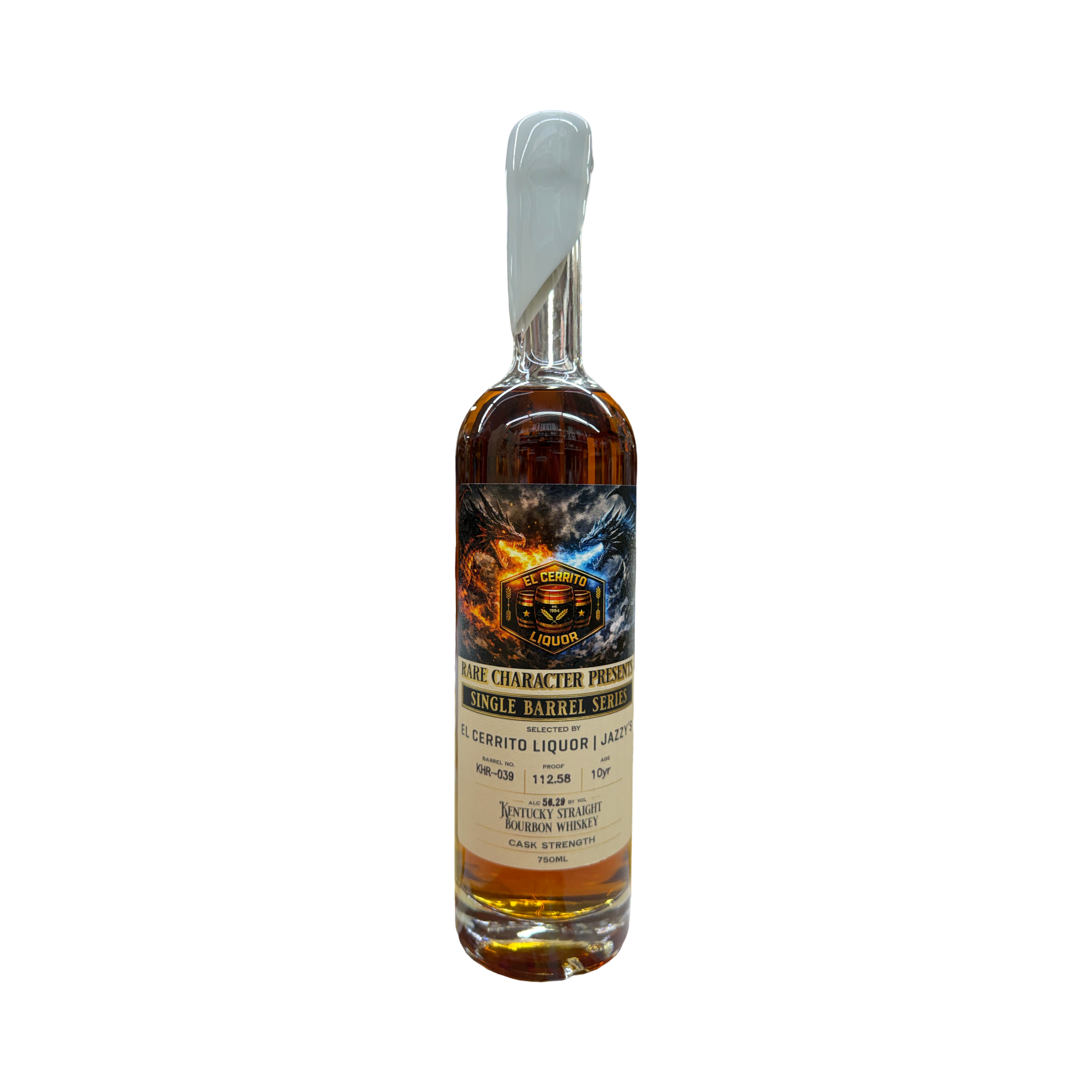 Rare Character Presents – El Cerrito Liquor × Jazzy’s Private Selection
Single Barrel Kentucky Straight Bourbon Whiskey Barrel No. KHR-039 | 10 Years | 112.58 Proof | Cask Strength