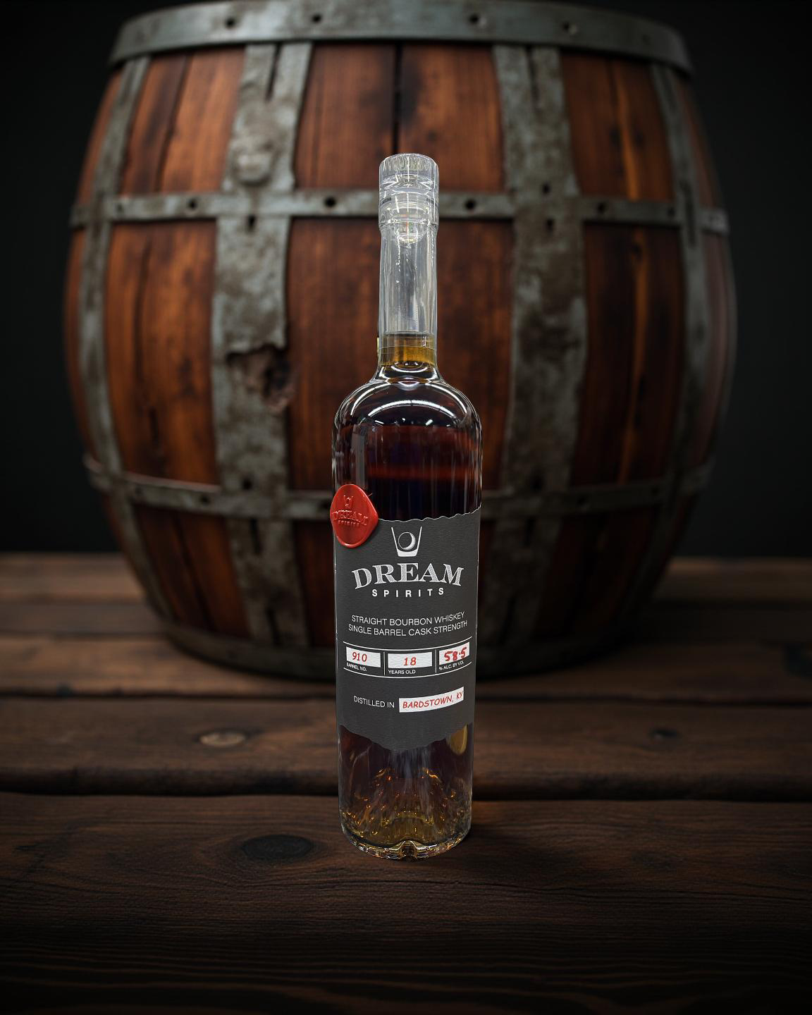 Dream Spirits Single Barrel Cask Strength 18 Year Old Barrel No. 910 El Cerrito Liquor Store Pick Straight Bourbon Whiskey 750ml