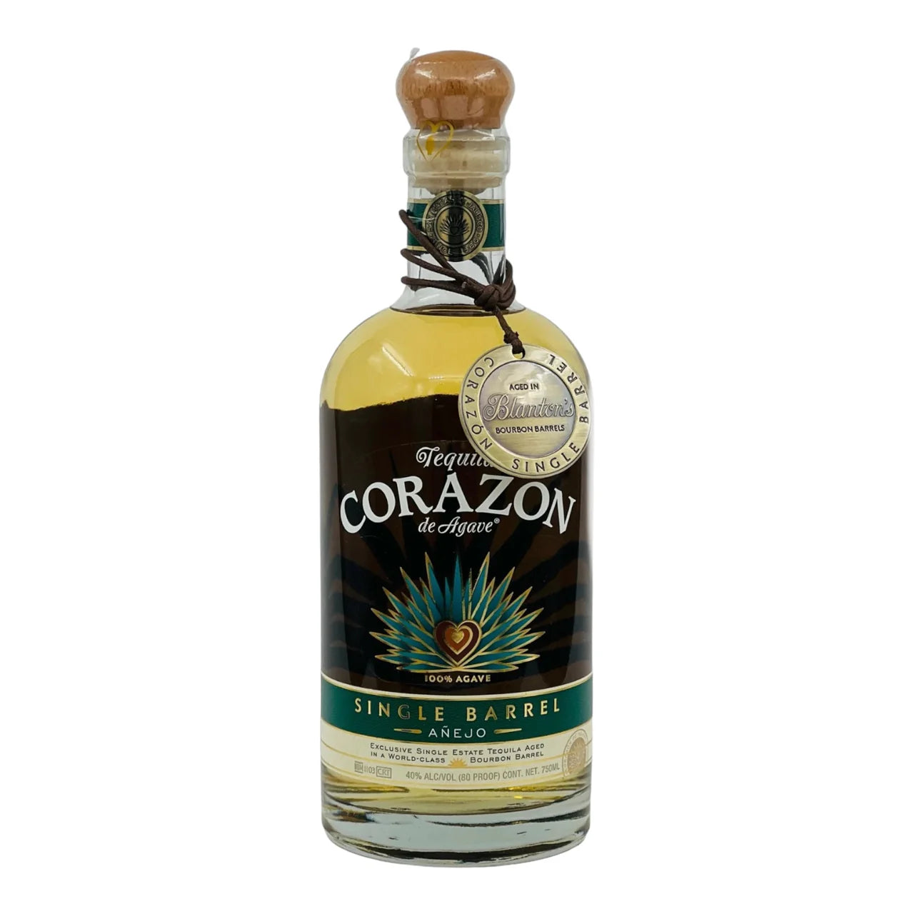 Corazon de Agave  Single Barrel Aged in Blanton’s Barrels Anejo Tequila 750ml