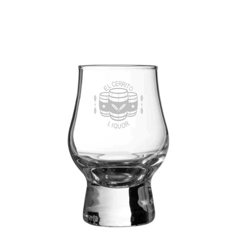 Perfect Dram Glass (engraved El Cerrito Liquor Logo)