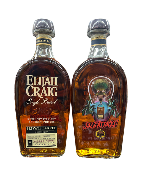 Elijah Craig Single Barrel Private Barrel Selection Jazz Attacks! El Cerrito Liquor Store Pick 8 Year Old Kentucky Straight Bourbon Whiskey