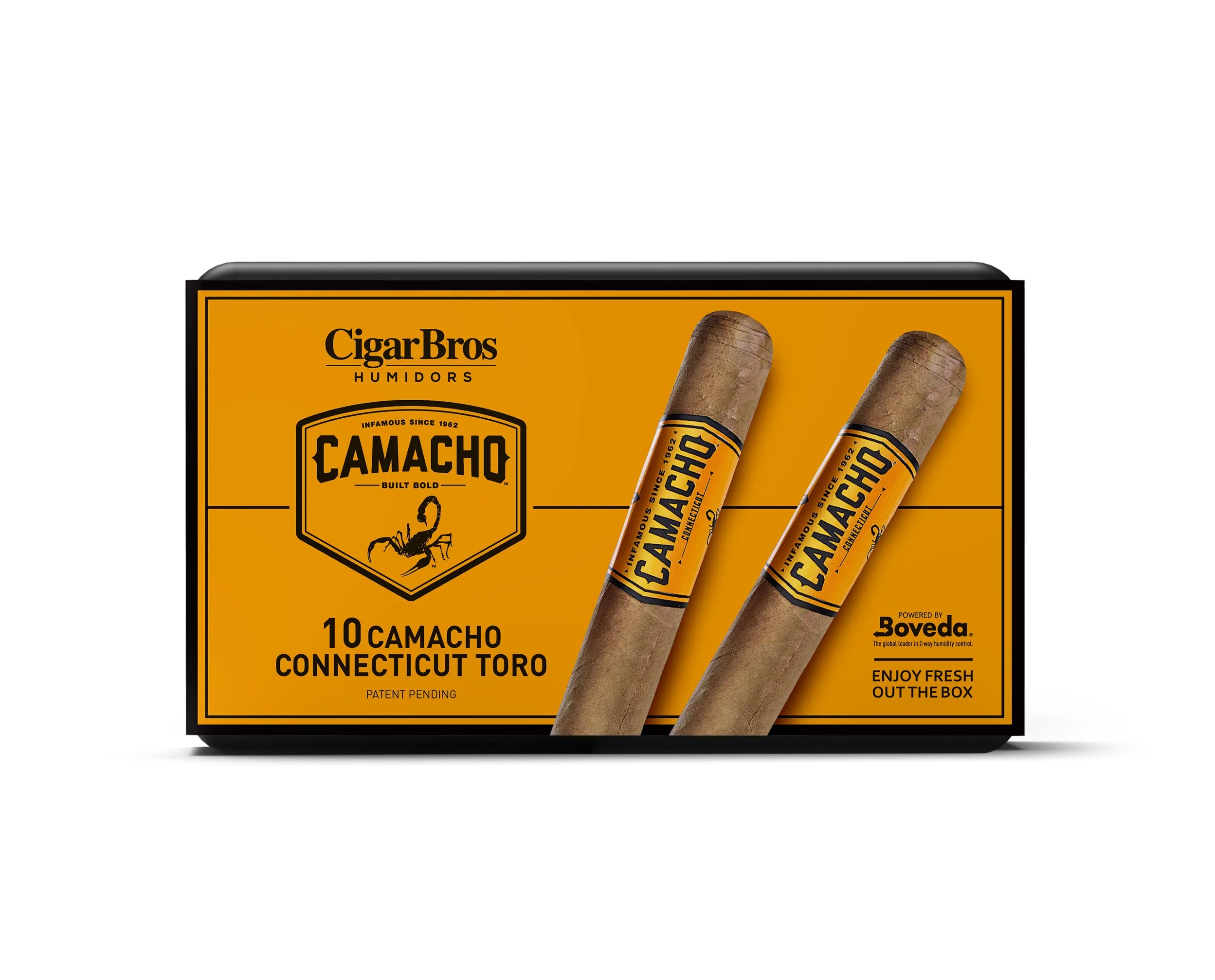 Camacho Connecticut Toro Cigar With Personal Humidor by CigarBros (Box of 10)