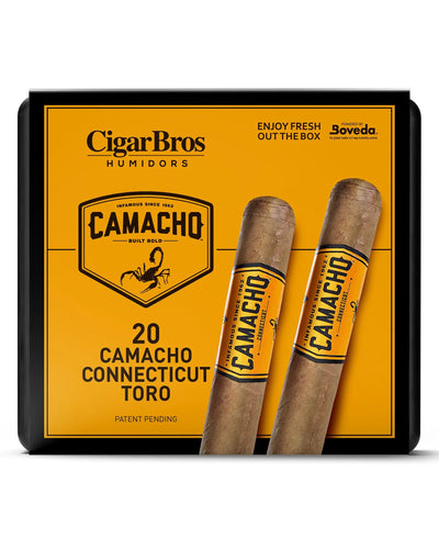Camacho Connecticut Toro Cigar With Personal Humidor by CigarBros (Box of 20)