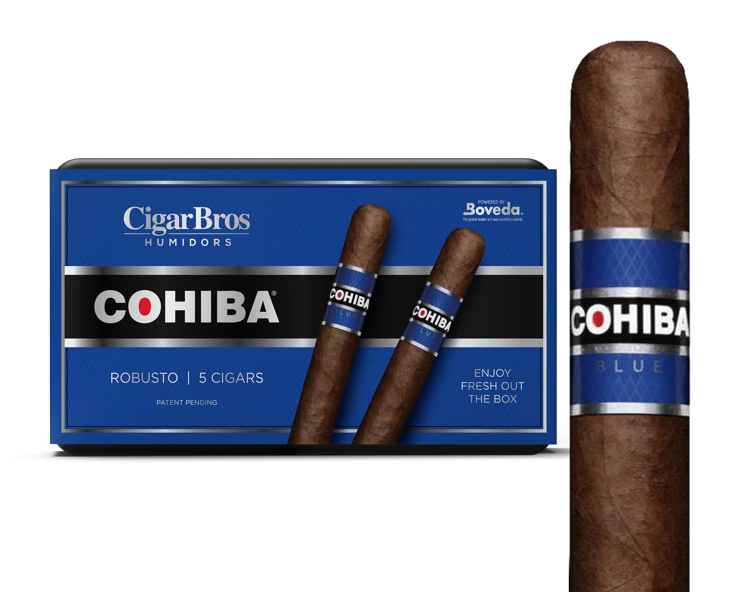 Cohiba Blue 5ct Robusto Premium Cigars With Personal Humidor by CigarBros