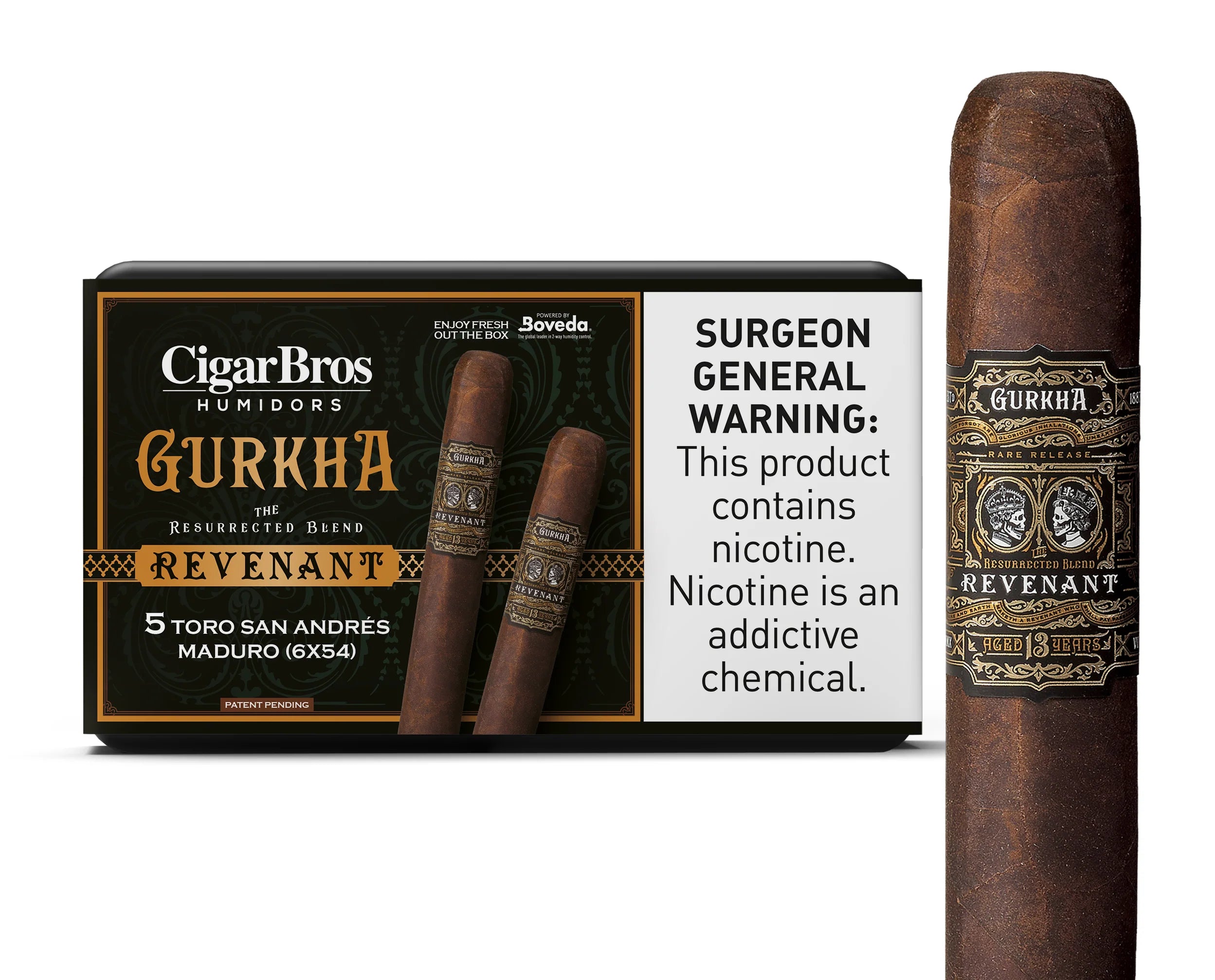 Gurkha 5 Toro San Andres Maduro Premium Cigars with Personal Humidor by CigarBros