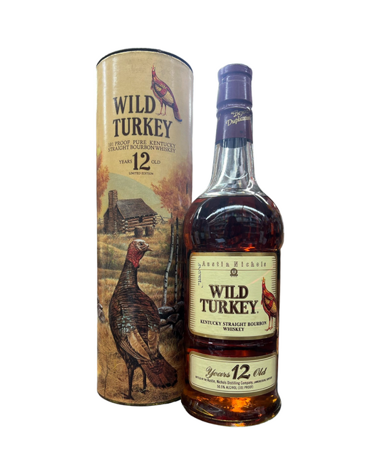 Wild Turkey 12 Year Old Kentucky Straight Bourbon Whiskey Old Split Label 93 w/tube 1st year release 750ml
