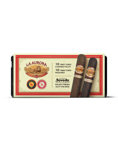 La Aurora 1987 Toro Connecticut & 1985 Toro Maduro Cigars Variety Set With Personal Humidor by CigarBros (Box of 10+10)