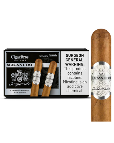 Macanudo Inspirado White Robusto Cigar With Personal Humidor by CigarBros (Box of 5)