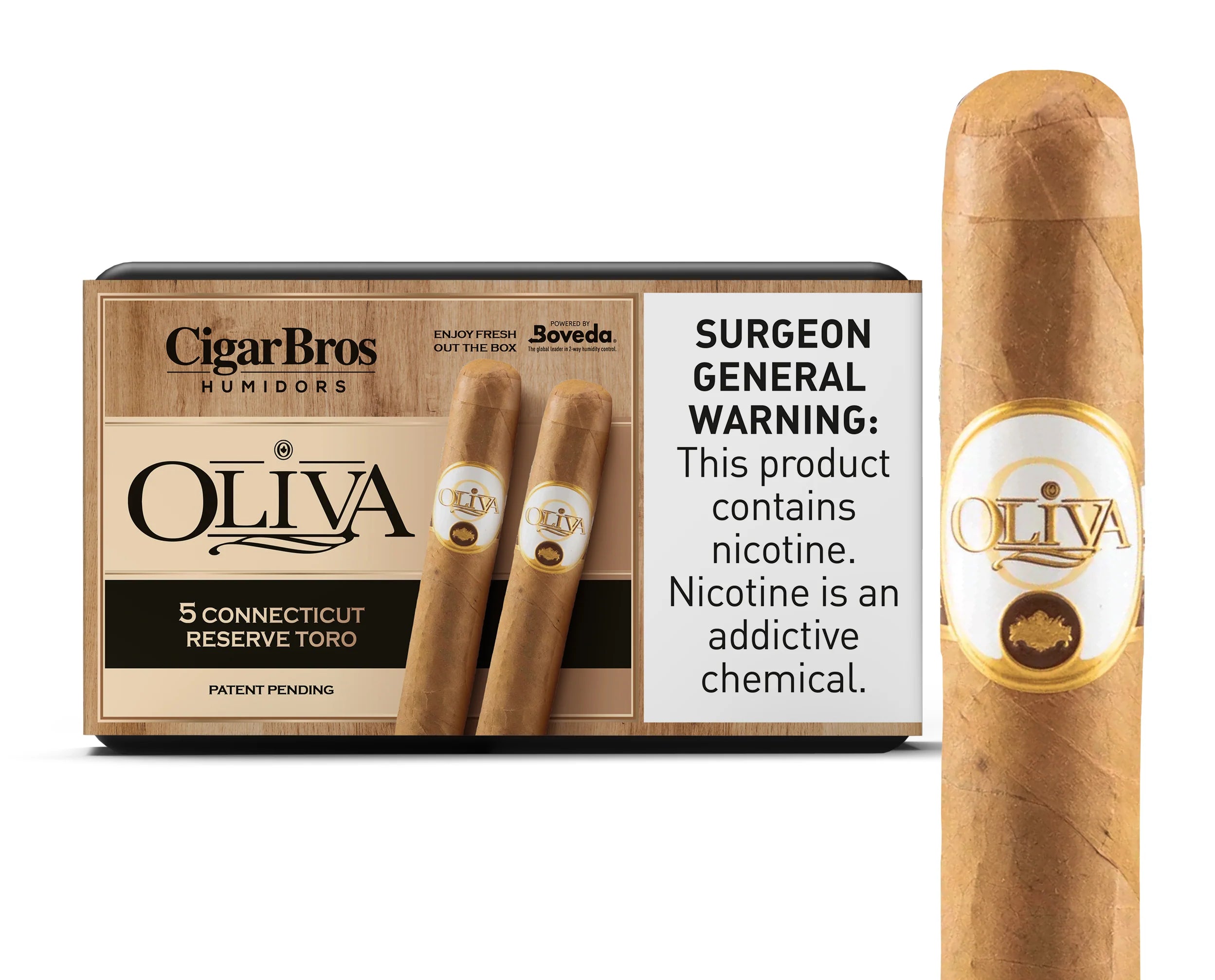 Oliva 5 Connecticut Reserve Toro Premium Cigars with Personal Humidor by CigarBros