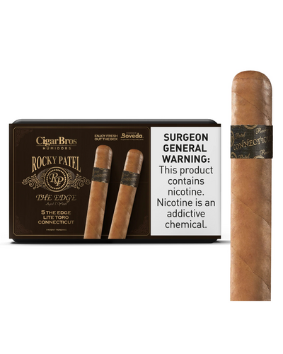 Rocky Patel The Edge Lite Toro Connecticut Cigar With Personal Humidor by CigarBros (Box of 5)
