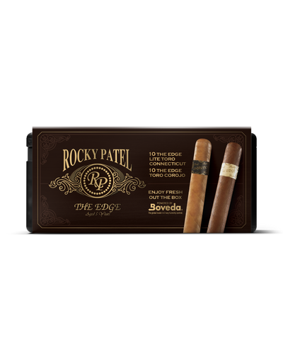 Rocky Patel The Edge Lite Toro Connecticut & Corojo Cigars Variety Set With Personal Humidor by CigarBros (Box of 10+10)