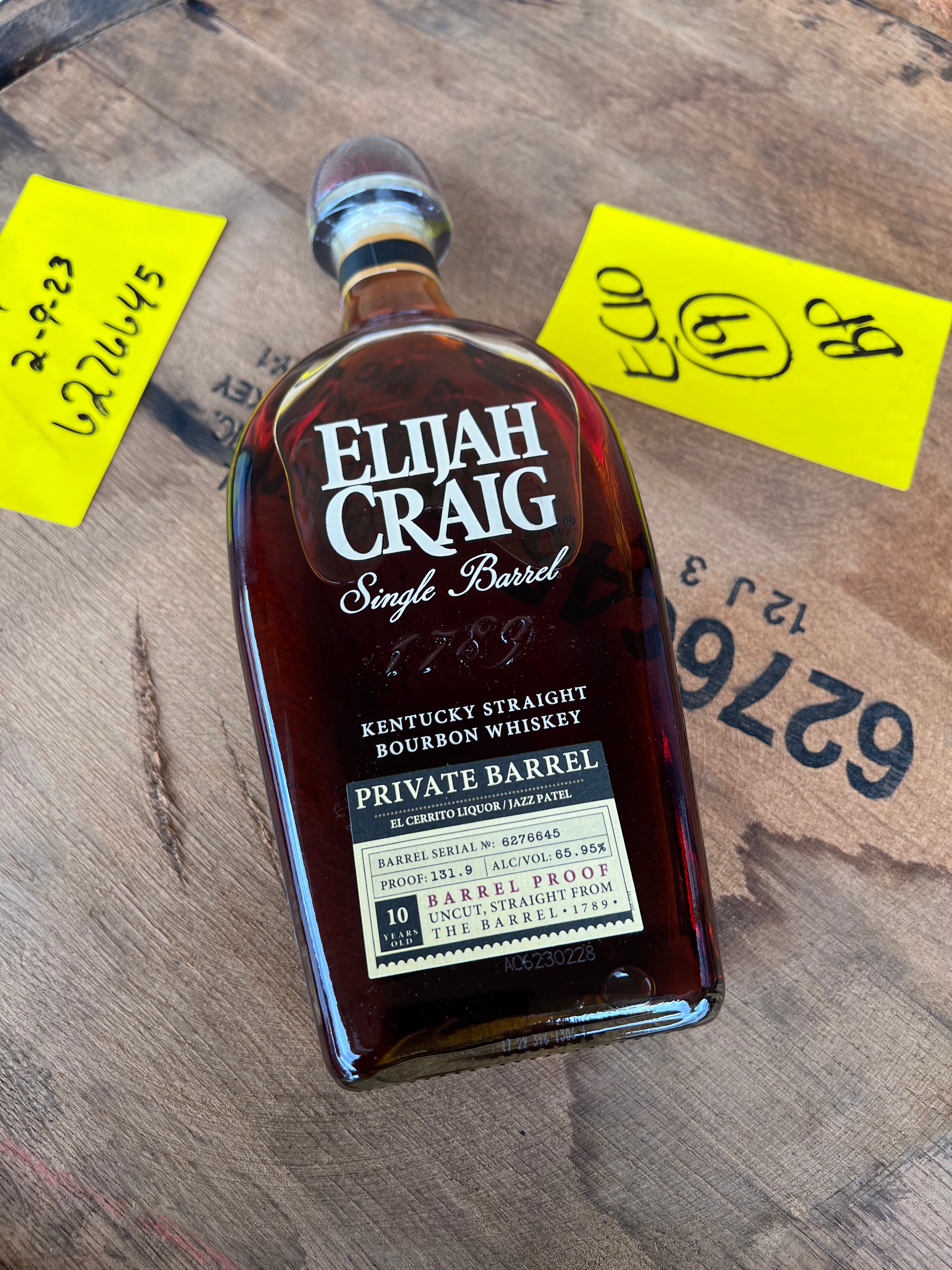 Elijah Craig 10 Year Old Single Barrel Proof El Cerrtio Liquors Store Pick Kentucky Straight Bourbon Whiskey