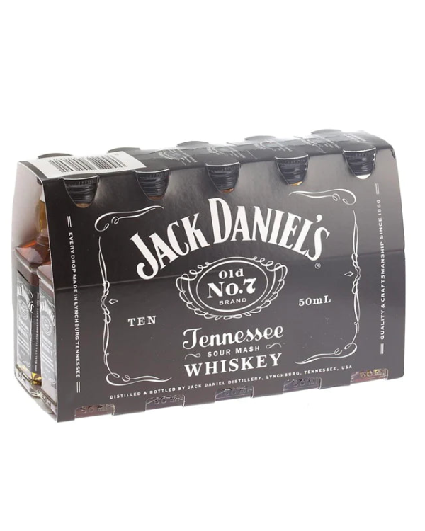 Jack Daniel's Black Label Old No.7 Brand Sour Mash Whiskey 50ml Bottle Bundle 10-Pack
