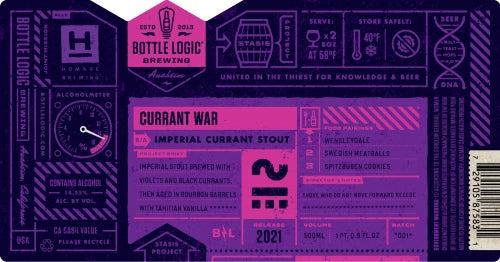 2021 Bottle Logic Brewing 'Currant War' Imperial Stout Beer