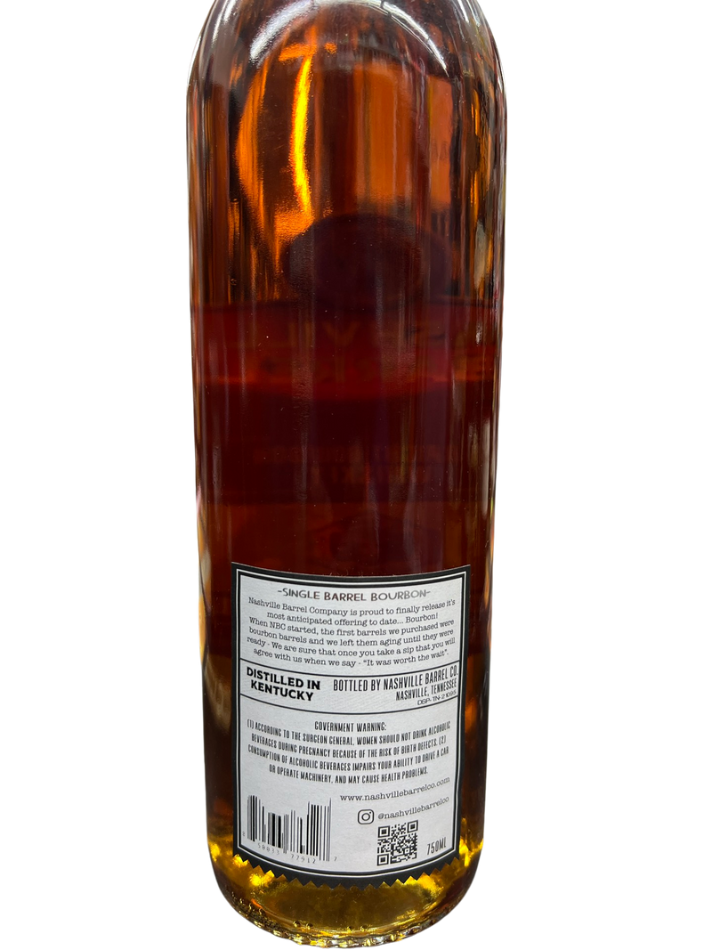 Nashville Barrel Company “EL Cerrito Liquor Exclusive” Single Barrel Straight Bourbon Whiskey 8yr old 750ML