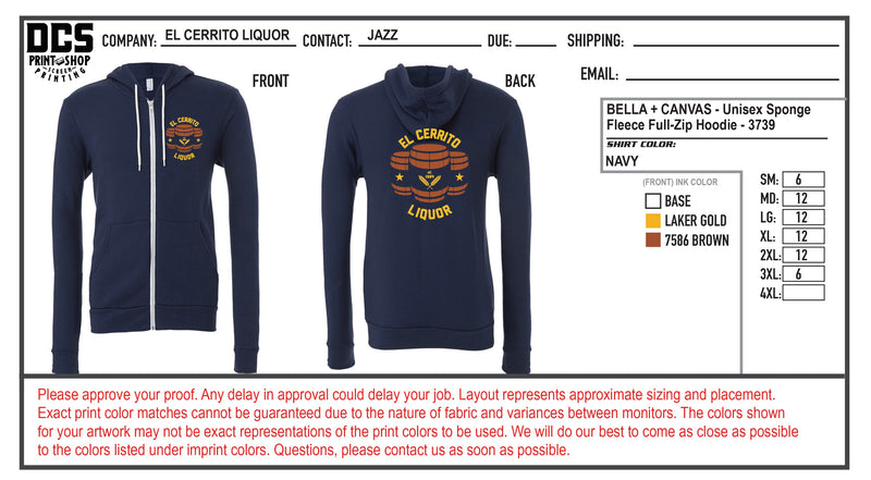 EL Cerrito Liquor Fleece Full-Zip Hoodie Small