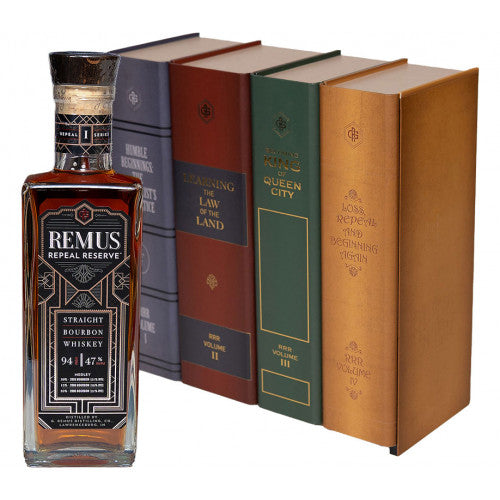George Remus Repeal Reserve Straight Bourbon Whiskey Vertical Set Collector’s Bookcase Series I-IV 375ml